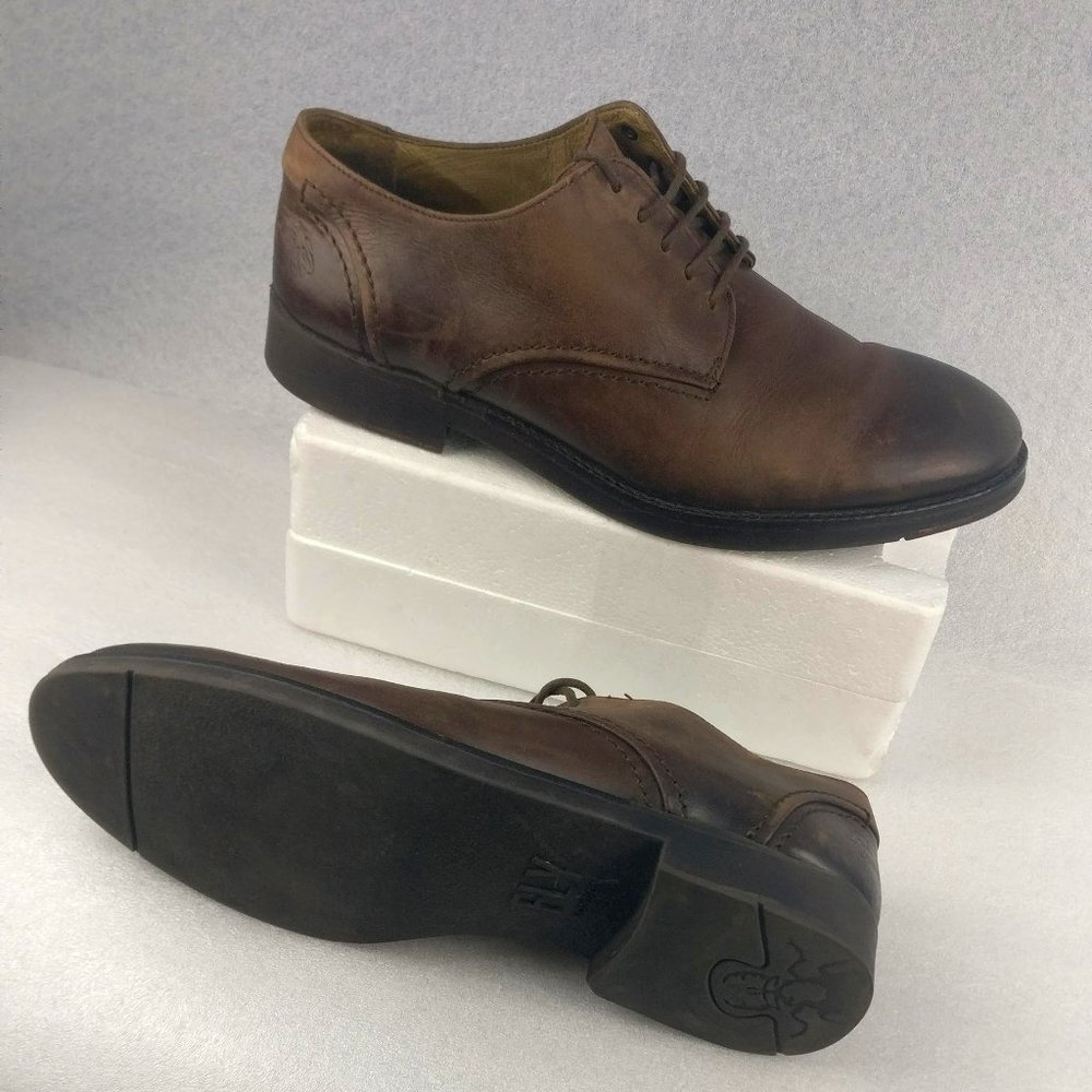 FLY LONDON Men Brown Calf Leather Oxford Dress shoe Soft Comfort 44/men11us/10uk